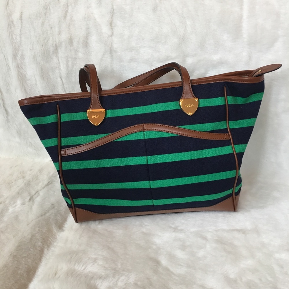 Ralph Lauren Canvas Handbag with Leather Straps.